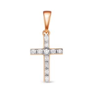 Декоративный крест с 11 бриллиантами 0.077 карат из красного золота 61561