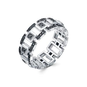 Кольцо с 70 черными бриллиантами из белого золота 121674