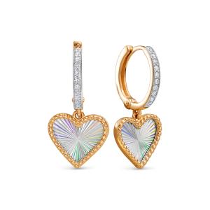 Серьги с 20 бриллиантами 0.1 карат из красного золота 145705