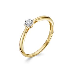 Кольцо с бриллиантом 0.055 карат из лимонного золота 116843