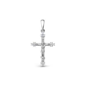 Православный крест с 12 бриллиантами 0.06 карат из белого золота 98860