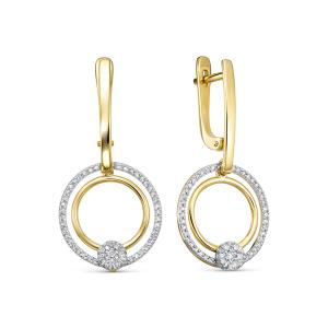 Серьги с 104 бриллиантами из лимонного золота 144600