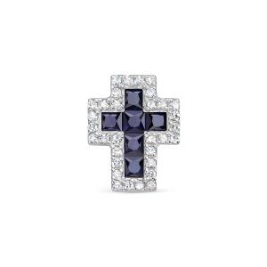 Декоративный крест с 6 сапфирами и 32 бриллиантами из красного золота 142876