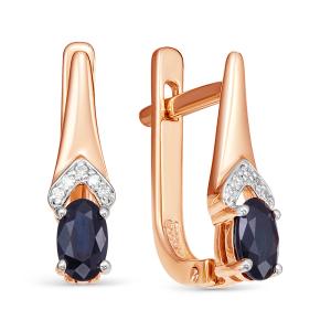 Серьги с сапфирами и 10 бриллиантами из красного золота 54133