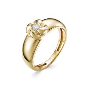 Кольцо с бриллиантом 0.055 карат из лимонного золота 99870