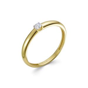 Кольцо с бриллиантом 0.08 карат из лимонного золота 144041