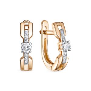 Серьги с 14 бриллиантами из красного золота 137331