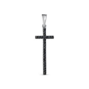 Декоративный крест с 24 черными бриллиантами из белого золота 118223
