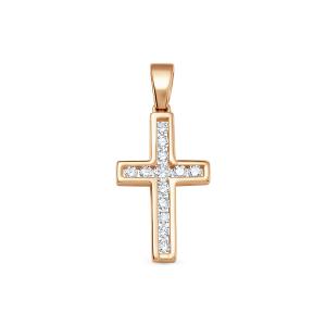 Декоративный крест с 13 бриллиантами из красного золота 88353