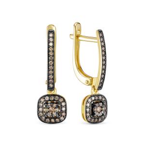 Серьги с 70 коньячными бриллиантами из лимонного золота 143123