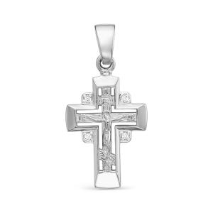 Православный крест с 4 бриллиантами 0.02 карат из белого золота 61925