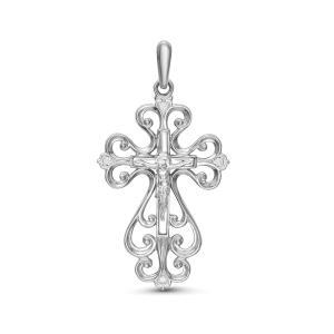 Православный крест с 4 бриллиантами 0.028 карат из белого золота 61915