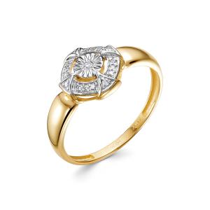 Кольцо с 17 бриллиантами из лимонного золота 144105