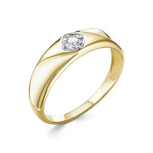 Кольцо с бриллиантом 0.109 карат из лимонного золота 94979