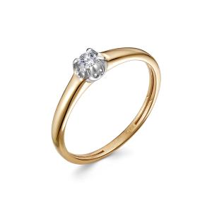 Кольцо с бриллиантом 0.08 карат из красного золота 140664