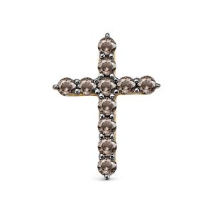 Декоративный крест с 11 коньячными бриллиантами из красного золота 87027