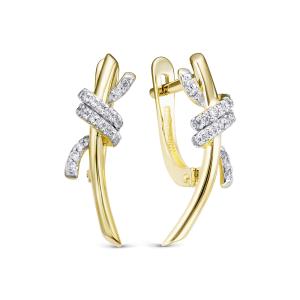 Серьги с 38 бриллиантами 0.19 карат из лимонного золота 142795