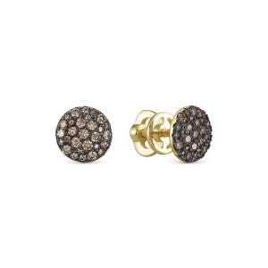 Серьги-пусеты с 58 коньячными бриллиантами из лимонного золота 144687