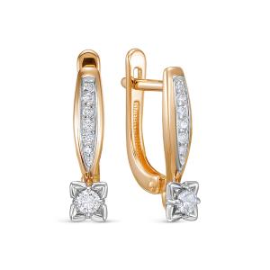 Серьги с 14 бриллиантами из красного золота 136355