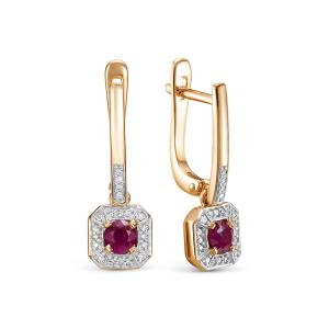 Серьги с рубинами и 40 бриллиантами из красного золота 146428