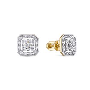 Серьги-пусеты с 32 бриллиантами из лимонного золота 146910