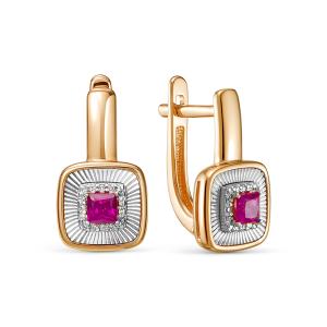 Серьги с рубинами и 32 бриллиантами из красного золота 138860