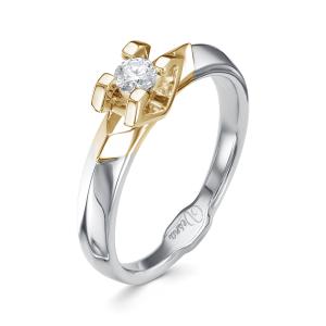 Кольцо с бриллиантом 0.155 карат из комбинированного золота 72205
