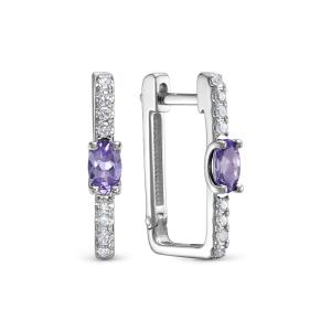 Серьги с танзанитами и 16 бриллиантами из белого золота 143670