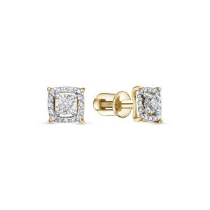 Серьги-пусеты с 34 бриллиантами из лимонного золота 148319