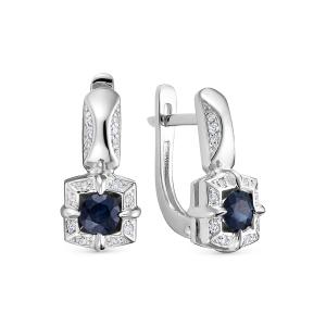 Серьги с сапфирами и 28 бриллиантами из белого золота 120091