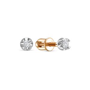 Серьги-пусеты с бриллиантами 0.09 карат из красного золота 148324