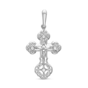 Православный крест с 4 бриллиантами 0.056 карат из белого золота 61909