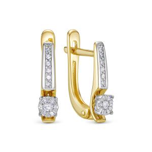 Серьги с 26 бриллиантами из лимонного золота 136392