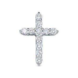 Декоративный крест с 11 бриллиантами 0.605 карат из белого золота 76473