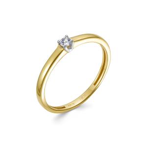 Кольцо с бриллиантом 0.062 карат из лимонного золота 144073