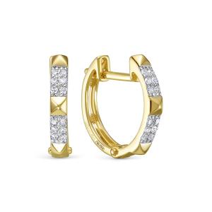 Серьги с 24 бриллиантами 0.12 карат из лимонного золота 140778