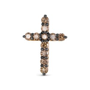 Декоративный крест с 11 коньячными бриллиантами из красного золота 87024