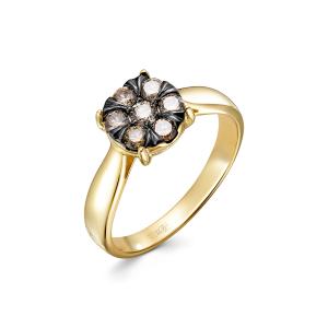 Кольцо с 7 коньячными бриллиантами из лимонного золота 144233