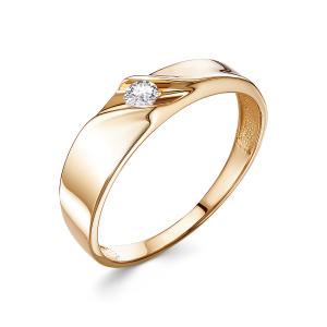 Кольцо с бриллиантом 0.1 карат из красного золота 95251