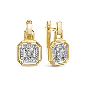 Серьги с 42 бриллиантами из лимонного золота 148262