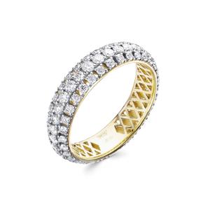 Кольцо с 90 бриллиантами из лимонного золота 120324