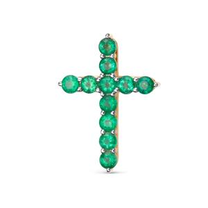 Декоративный крест с 11 изумрудами из красного золота 118349