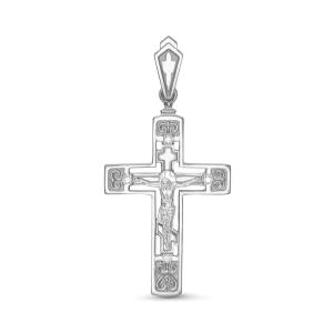 Православный крест с 4 бриллиантами 0.064 карат из белого золота 61891