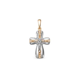 Православный крест с 8 бриллиантами 0.024 карат из комбинированного золота 78133