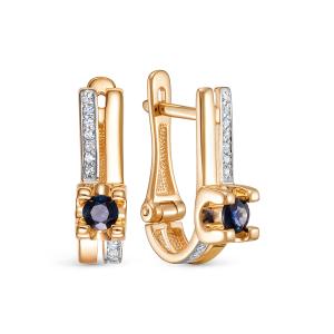 Серьги с сапфирами и 20 бриллиантами из красного золота 144612