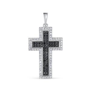 Декоративный крест с бриллиантами из белого золота 118202