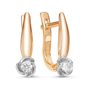 Серьги с бриллиантами 0.15 карат из красного золота 53918