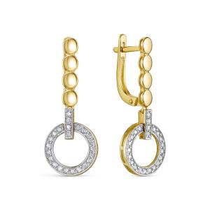 Серьги с 46 бриллиантами 0.322 карат из лимонного золота 144588