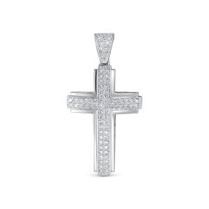 Декоративный крест с 78 бриллиантами 0.39 карат из белого золота 118214