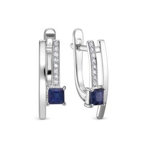 Серьги с сапфирами и 16 бриллиантами из белого золота 142845